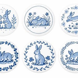 Vintage Rabbit flowers Ceramic Dresser Cabinet knobs handles Classic flower Drawer pulls knobs,Rabbit Nursery drawer Closet knobs Home decor