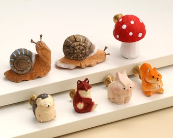 Woodland Animal Series kastladekastknoppen houten paddestoel slak vos konijn eekhoorn kast kastdeurgrepen kinderkamer lade knoppen trekt