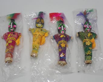 Vintage New Orleans Voodoo Dolls, Hand-Crafted Colorful Witchcraft Spell Doll