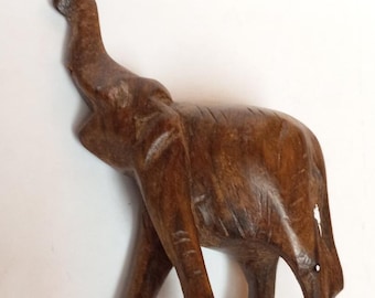 Vintage hand carved wood Elephant mini figurine