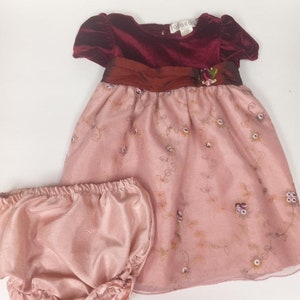 Vintage 3-6 month baby girls maroon velvet and tulle dress by George