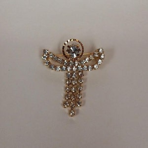 Vintage Christmas Angel gold toned with Rhinestones brooch/pin