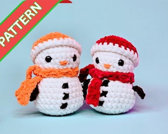 Padrão de crochê para boneco de neve de pelúcia | Brinquedo de Natal (padrão em PDF)