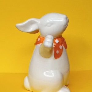 Vintage Bunny Rabbit figurine ceramic statue for Easter decoration