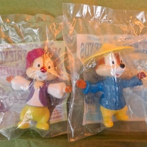 Vintage McDonalds Disney Chip and Dale Happy Meal toys Epcot center Adventure collection Mickey and Friends