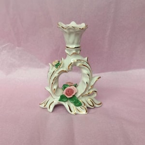 Vintage Dresden Germany porcelain rose themed candle holder
