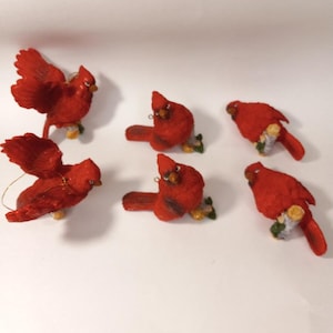 Christmas tree decoration Cardinal birds set of 6