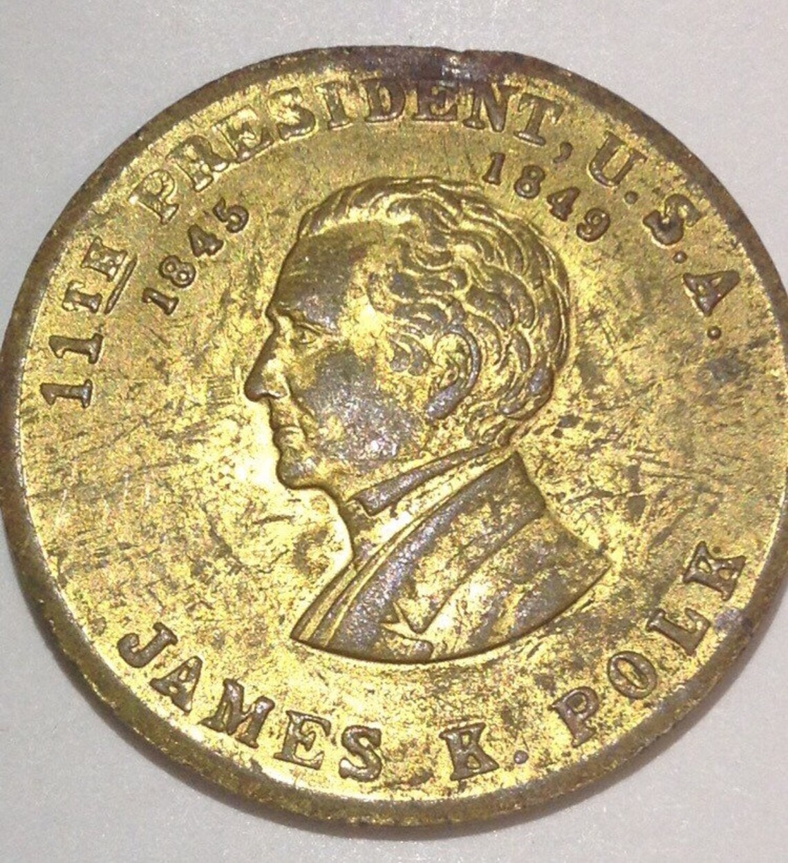 Token Coin Scarce Old James K Polk Gold Colored Presidential Etsy