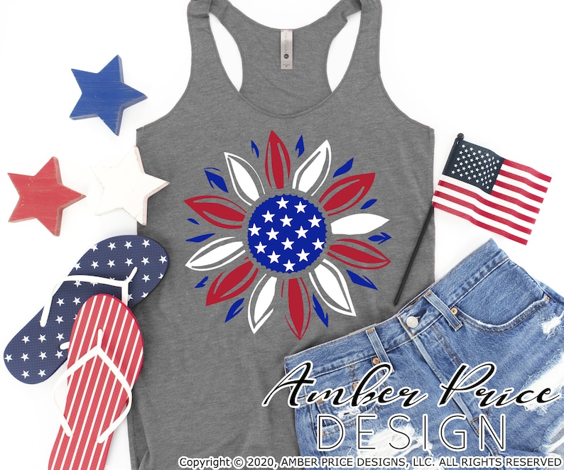 Download American flag layered sunflower SVG DXF 4th of July | Etsy