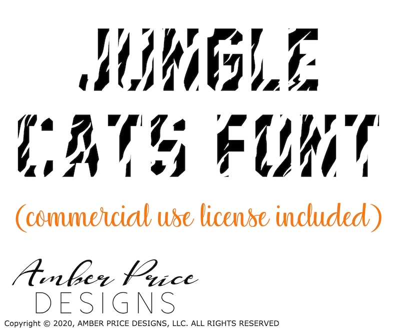 Tiger stripe font Jungle Cats Commercial Use license included Etsy
