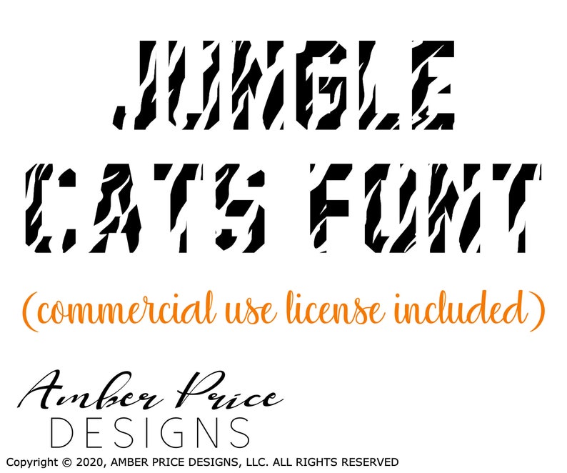 Tiger stripe font Jungle Cats Commercial Use license included Etsy