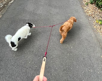 Handmade Double Dog Leash – Custom Length Paracord Pet Lead