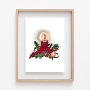 Christmas Candle / Holiday Oil Painting Digital Print DownLoad jpeg