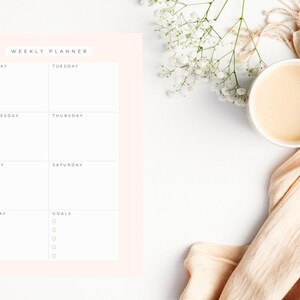 Simple and clean weekly planner work/home/school digital instant download, 8 different colors 1 great template