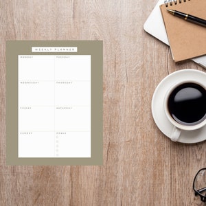 Simple and clean weekly planner work/home/school digital instant download, 8 different colors 1 great template