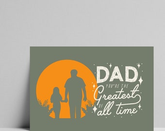 Tarjeta del Día del Padre para papá e hija, imprimible, descarga instantánea, 8.5x5.5, impresión en PDF y PNG