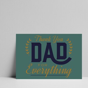 MERCI PAPA pour tout ce que vous avez fait carte de fête des pères classique imprimable téléchargement immédiat 8,5 x 5,5 impression pdf png