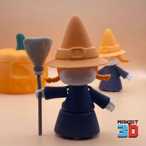 3D Printable Witch Articulated Flexi STL Files - Digital Download
