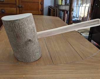 Unusual Wood Mallet With Cone Shaped End Primitive Wood 