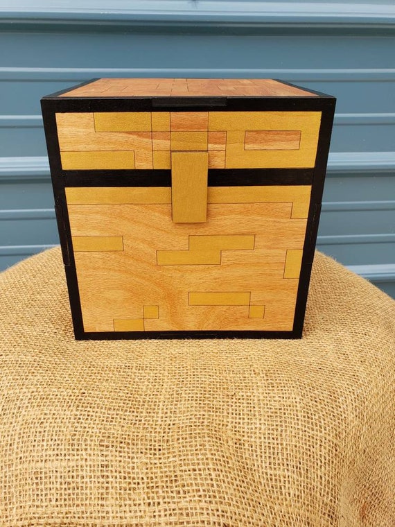 Wooden Minecraft Style Gamer Chest Ore Treasure Wooden Minecraft Style Gamer Chest Ore, Unfinished Pine Storage Chest Minecraft