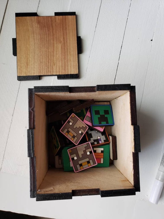 Wooden Memory Game With Chest Diy Minecraft Style Memory Game Etsy