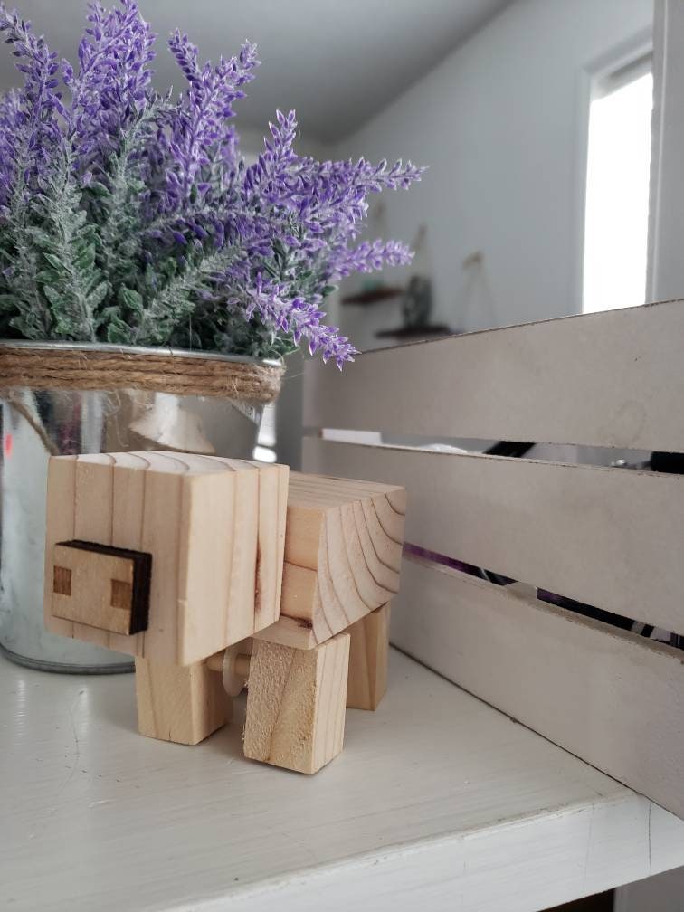 Wooden Minecraft Style Pig Natural Unfinished Pine Wood Denmark Wooden Minecraft Style Pig Natural, Unfinished Pine Storage Chest Minecraft