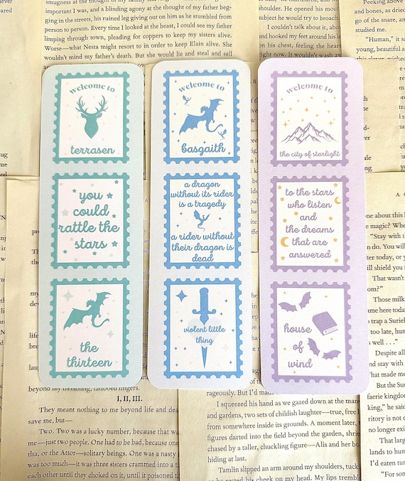 fantasy stamp bookmark | fourth wing inspired | acotar inspired | TOG inspired | bookish | romantasy | SJM | reader gift | dragon bookmark