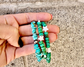 Genuine Turquoise Bracelet, Genuine Navajo Pearl Bracelet, Western Bracelet, cowgirl Bracelet, Layering Bracelet, Wrist Stack Bracelets,