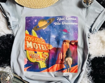 Cowgirl UFO, Western T Shirt, Space Cowgirl, Cowgirl Graphic, Western Graphic T Shirt, Cowgirl UFO T Shirt, Rodeo T Shirt