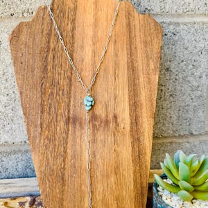 Collar de lazo, collar en Y, collar en Y con turquesa, collar estilo western, collar bohemio, collar con clip, collar de vaquera, collar con capas