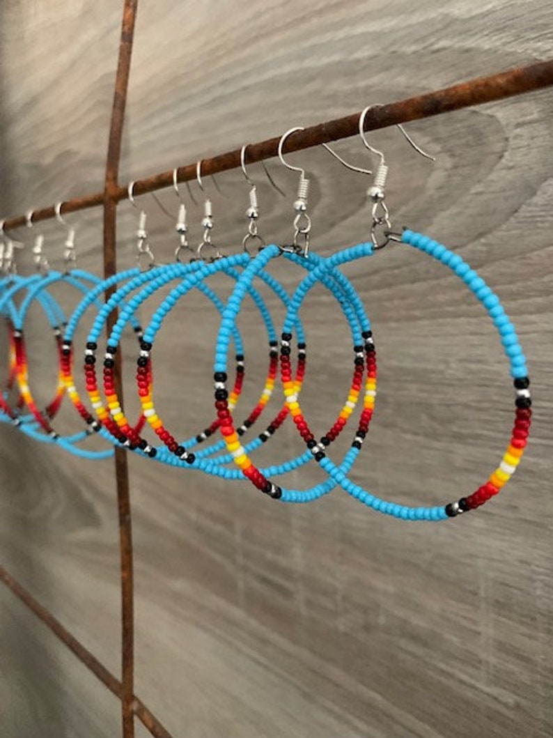 Seed Bead Hoop Earrings, Hoop Earrings, Beaded Earrings, Western ...