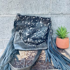 Western Fringe Cowhide Crossbody Purse