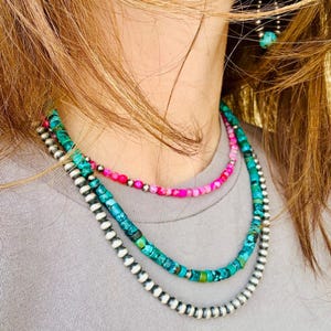 Navajo Pearl choker, Pink Choker, Small Choker, Layering Choker, Western Choker, Cowgirl Choker, Navajo Pearls, Western Jewelry, Neon Pink