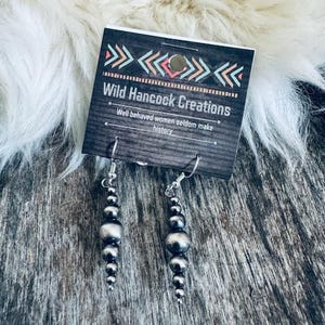 Graduated Navajo Pearl Earrings, Western Earrings, Navajo Pearl Earrings, Sterling Silver Earrings, Boho Earrings, Western Jewelry,
