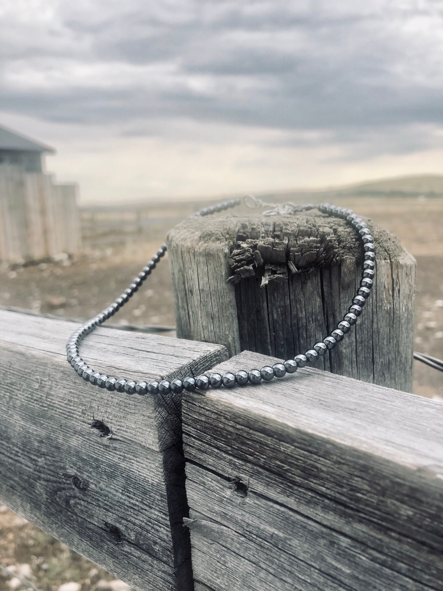 Faux Navajo Pearl Choker Hematite Choker Minimalism Choker Etsy