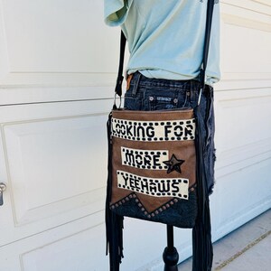 Borsa a tracolla in pelle, borsa western, borsa con frange, borsa da cowgirl, borsa fatta a mano, borsa da rodeo, borsa da concerto country