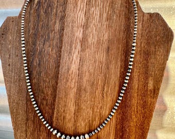 Collana di perle Navajo, collana Navajo graduata, collana in argento sterling, regalo per lei, gioielli occidentali