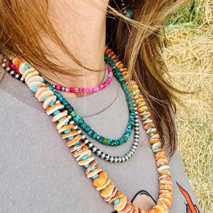 Orange Spiny Oyster Necklace, Turquoise Necklace, Western Necklace, Cowgirl Necklace, Big Spiny Oyster Necklace, Western Jewelry