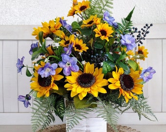 Sunflower arrangement centerpiece, silk sunflower centerpiece, farmhouse sunflower arrangement