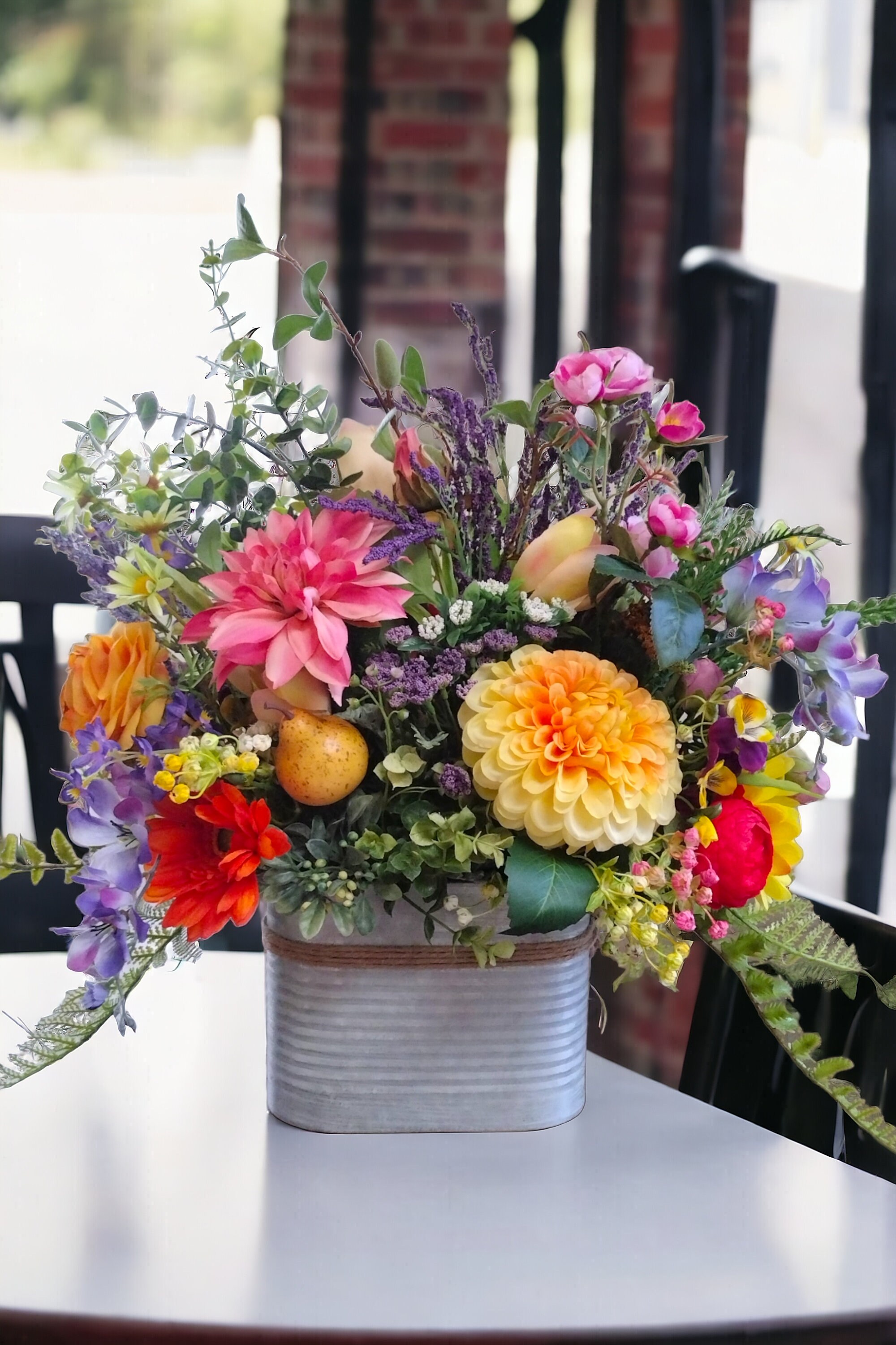 Farmhouse Floral Arrangement Centerpiece, Large Colorful Centerpiece ...