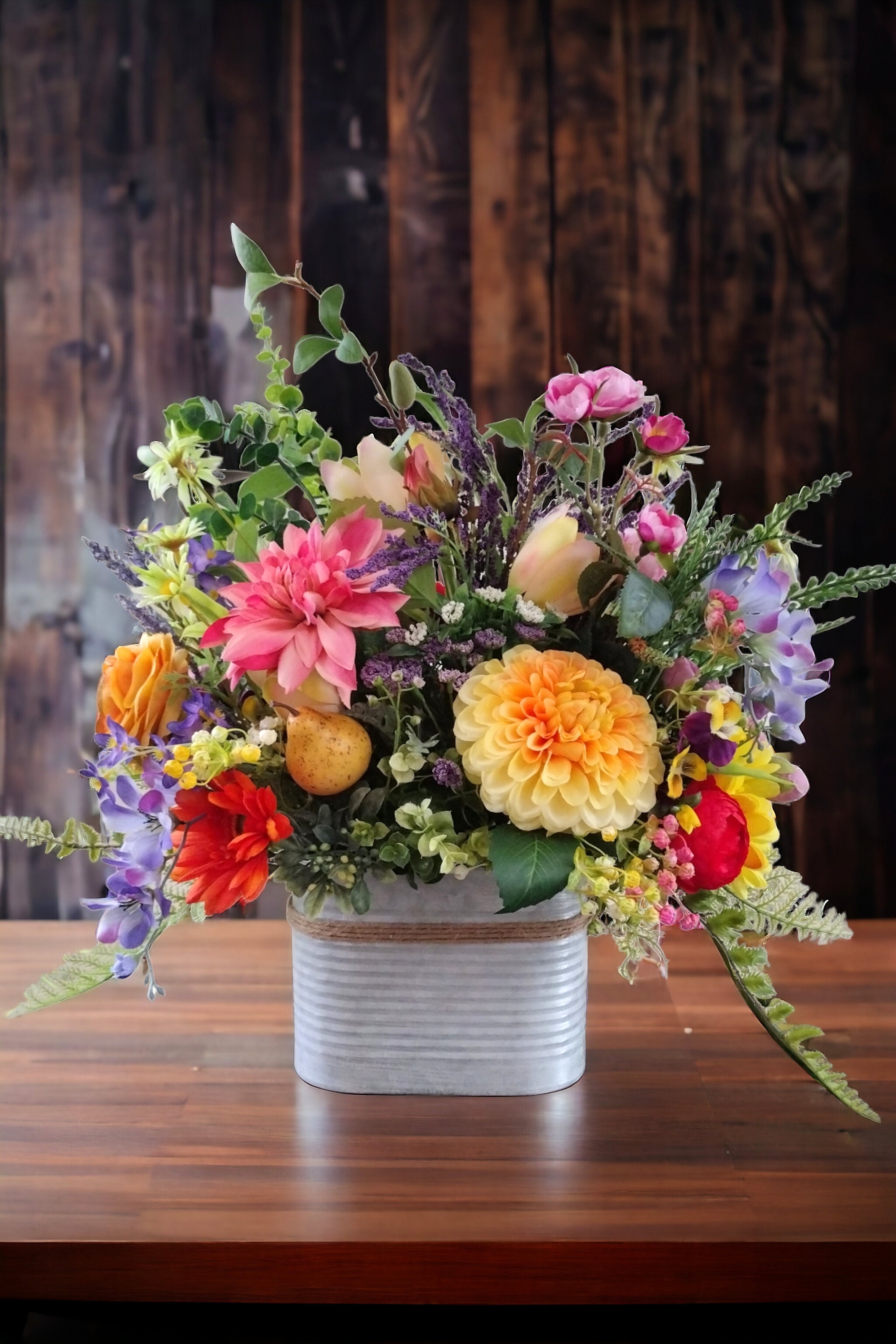 Farmhouse Floral Arrangement Centerpiece, Large Colorful Centerpiece ...