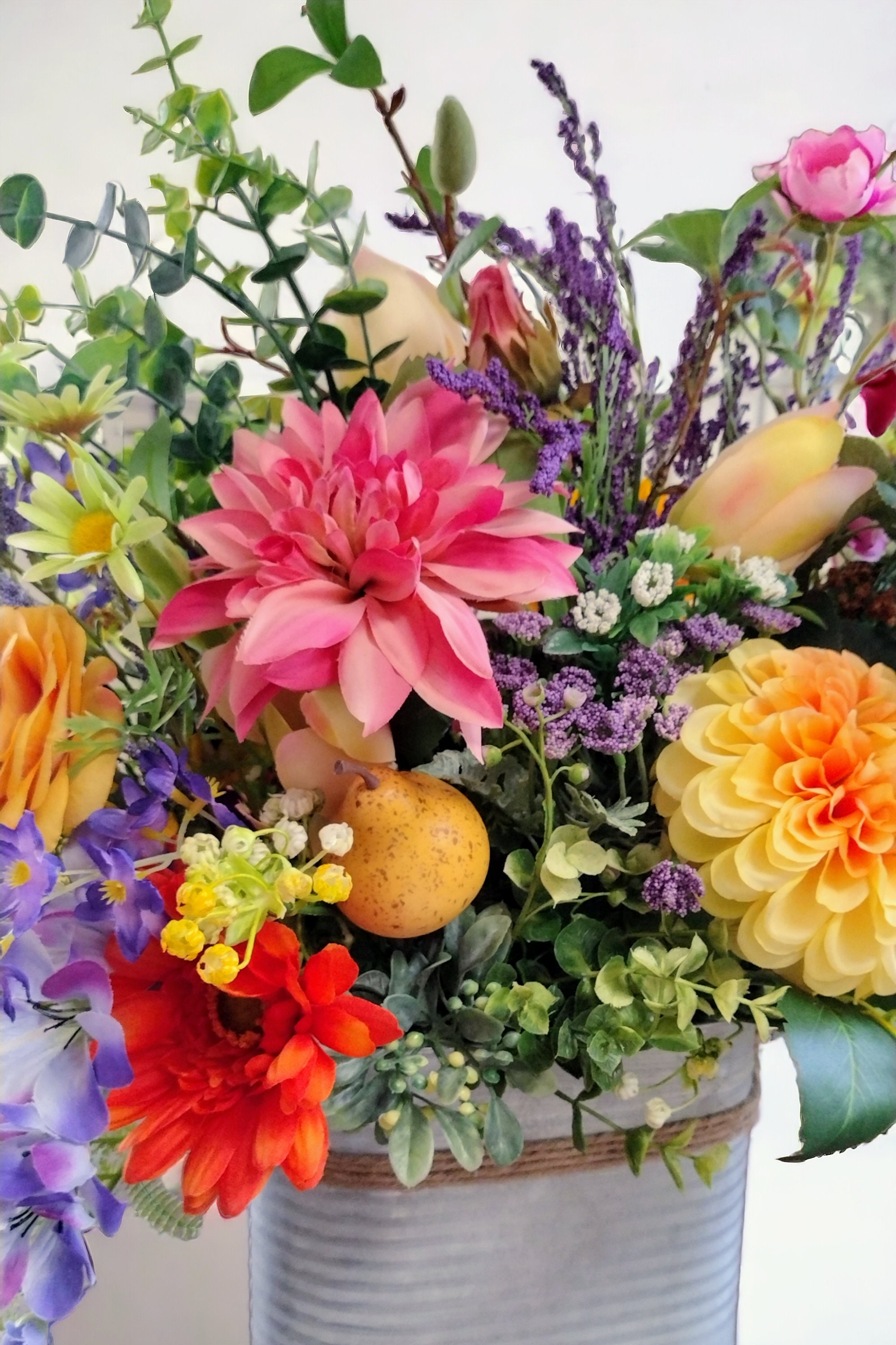 Farmhouse Floral Arrangement Centerpiece, Large Colorful Centerpiece ...