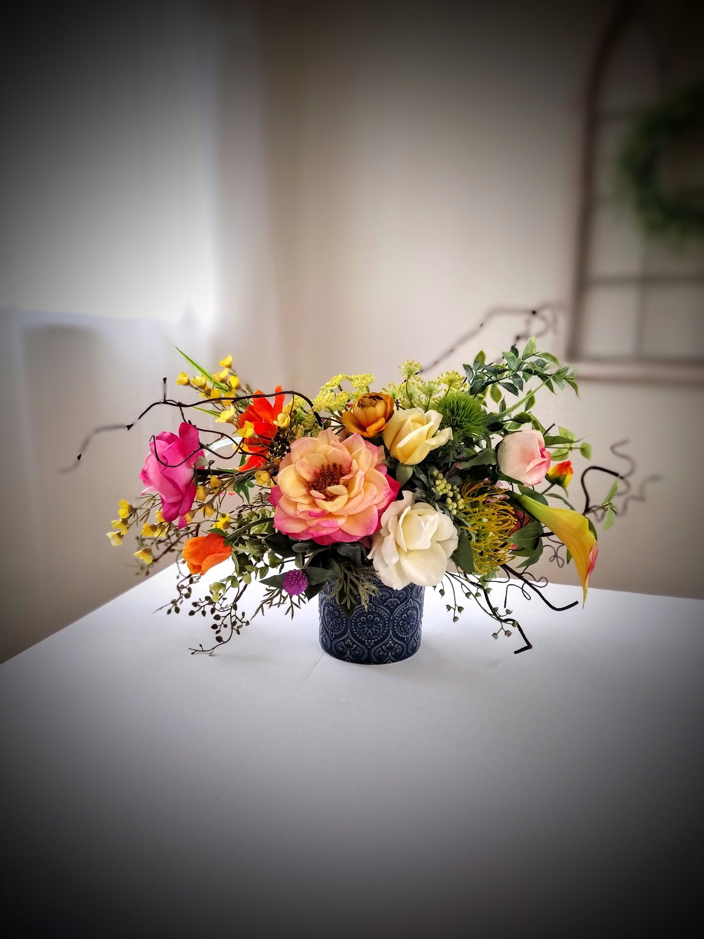 Real Touch and Silk Flowers Centerpiece Artificial Floral Etsy