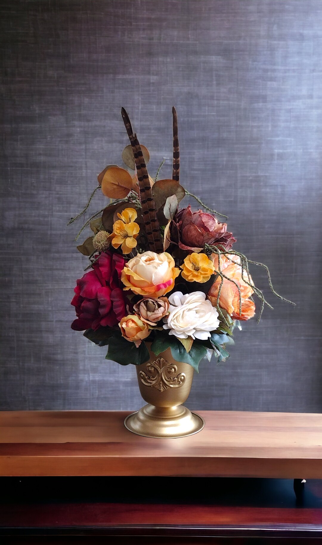 Silk Flower Arrangement Silk Floral Centerpiece Elegant Etsy