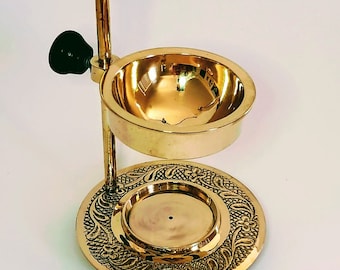 Brass Oil / Frankincense / Resin Incense Burner - Gold finish - Round Bowl - Essential Oil - Aromatherapy