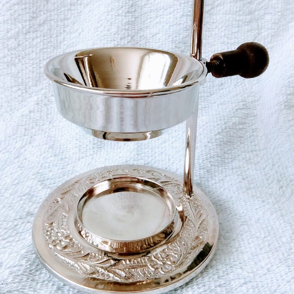 Silver Aromatherapy Oil Burner | Incense Burner | Essential Oil Diffuser | Home Fragrance | Tea Light Candle Burner | Brass Incense Burner