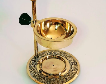 Brass Aromatherapy Oil Burner for Yoga Meditation Essential Oil Diffuser New Home Gift Spa Decor Tea Light Candle Incense Holder for Bakhoor