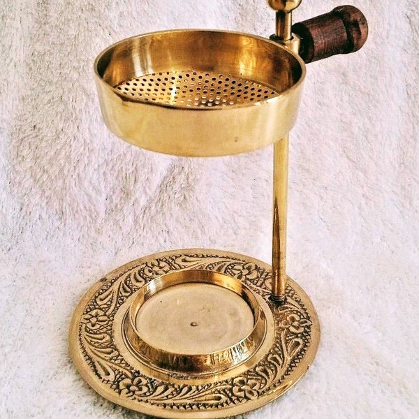 Brass Resin Frankincense Myrrh Incense Burner 12cm | Tea Light Candle Burner | Gold Colour | Aromatherapy Incense Burner for Home Fragrance