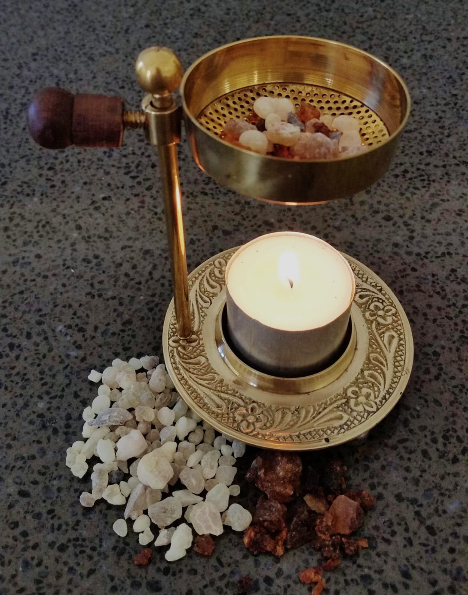 Brass Resin Frankincense Myrrh Incense Burner 12cm Tea Light Etsy