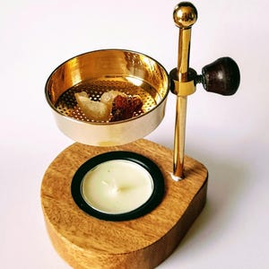 Brass Resin Incense Burner for Yoga Meditation No Charcoal Bakhoor Burner for Spa Decor Aromatherapy Incense Holder for Frankincense Myrrh